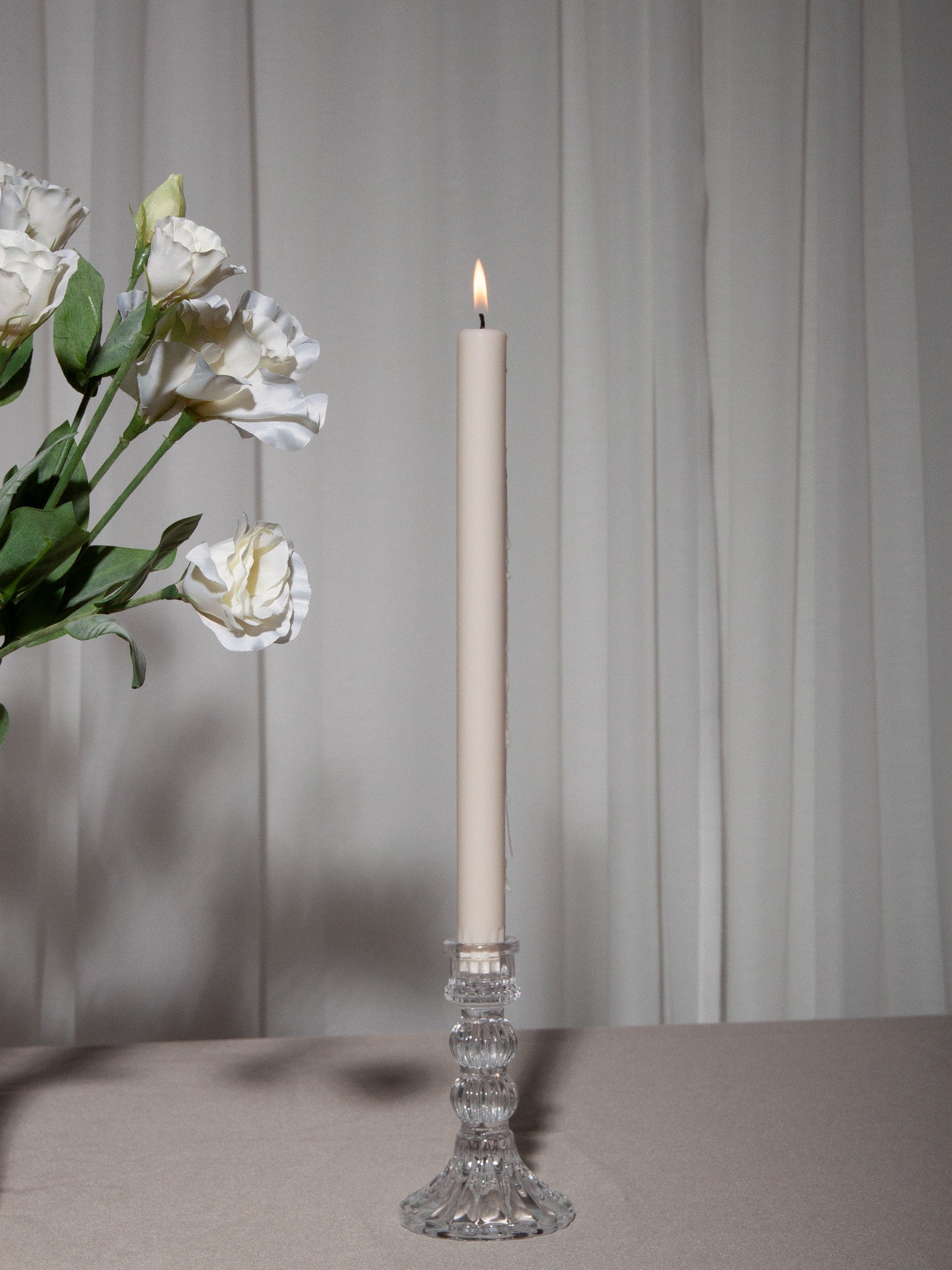 Vintage Glass Taper Candlestick Set of 3